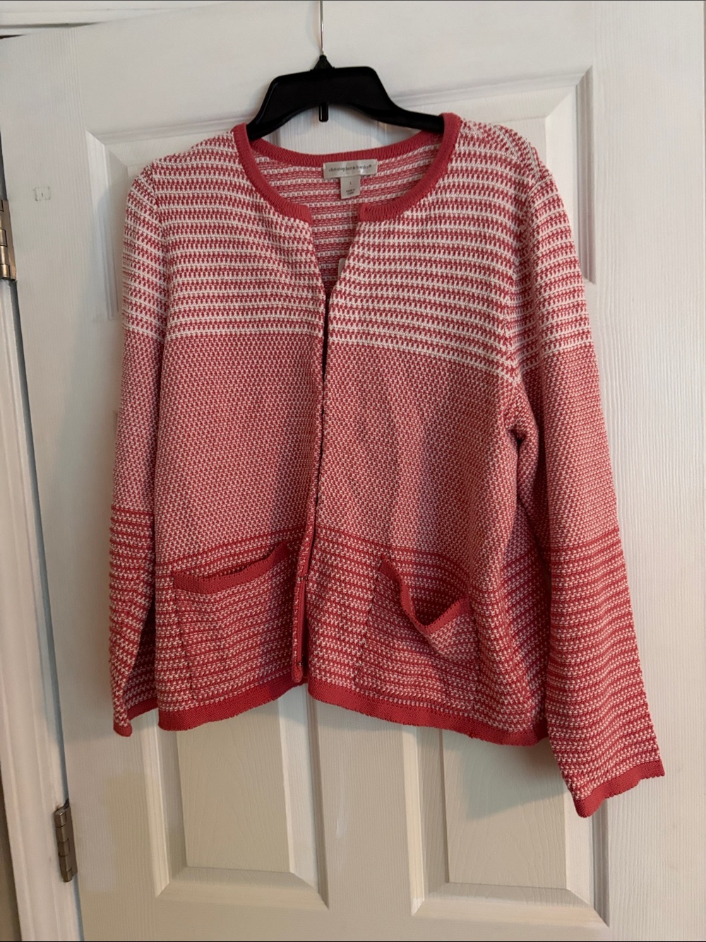 Christopher & Banks Pink and White Knit Cardigan